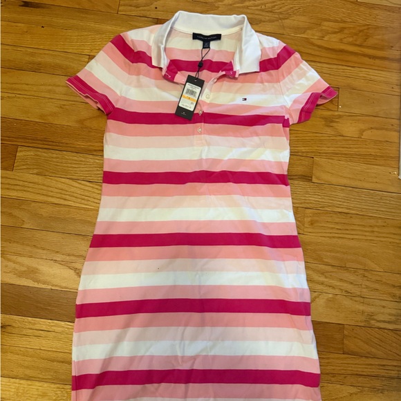 Tommy Hilfiger Dresses & Skirts - Tommy Hilfiger Pink and White Striped Polo Dress NWT